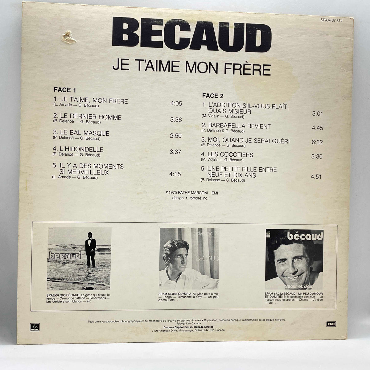 Gilbert Becaud - Je T'aime Mon Frère