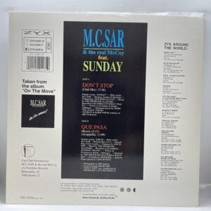 Real McCoy; Sunday-Don't Stop (LP back cover)